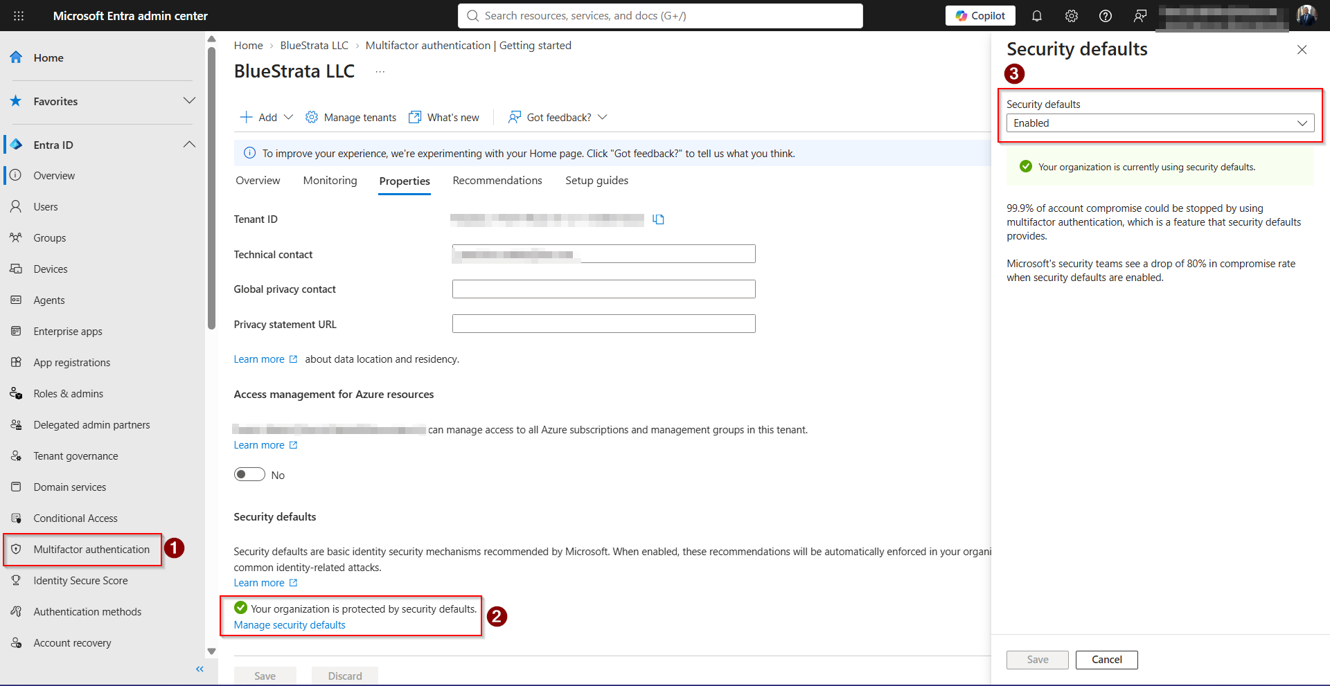 Security Defaults screenshot