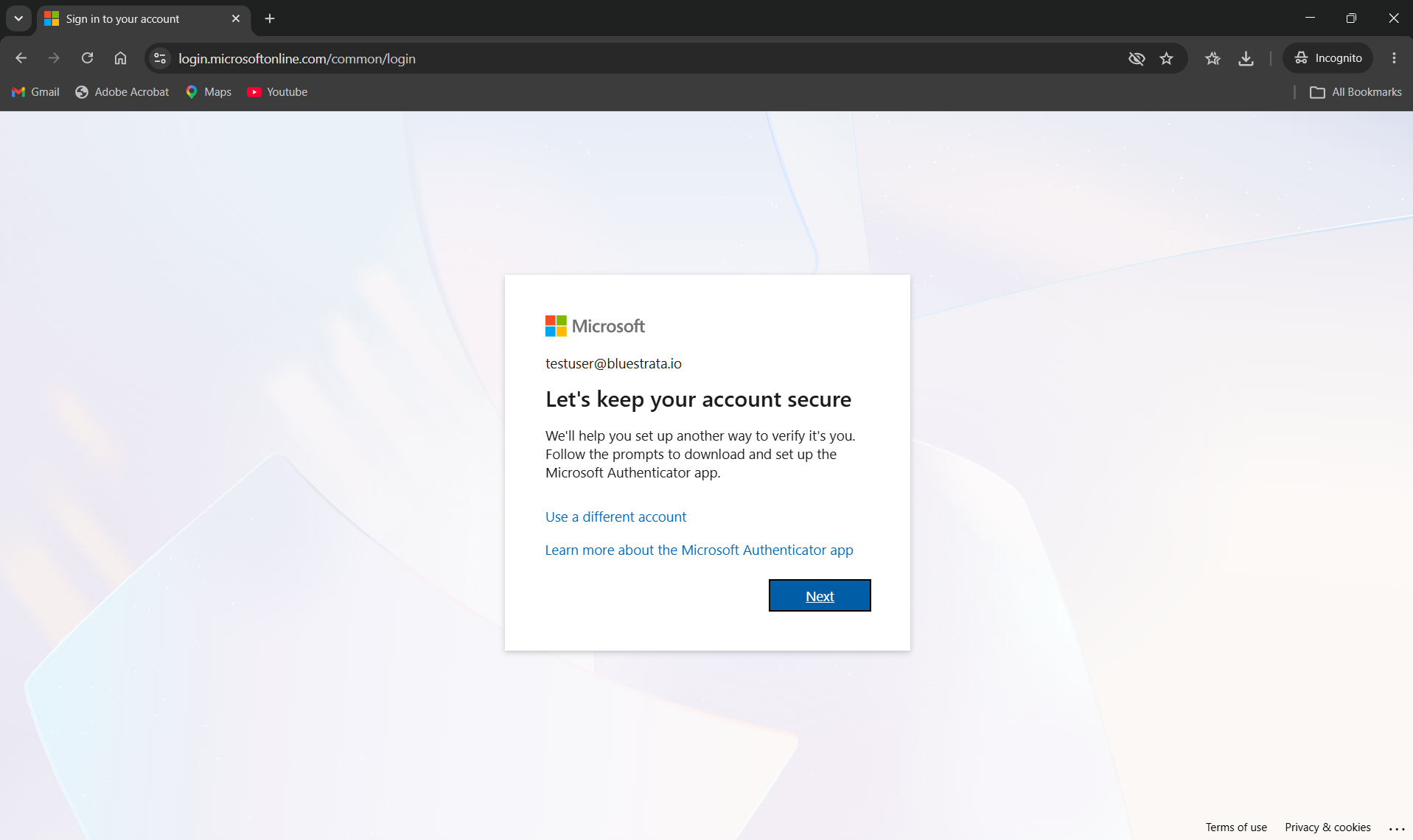 MFA setup screenshot